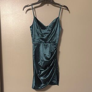 Lucy in the Sky Teal Satin Mini Dress